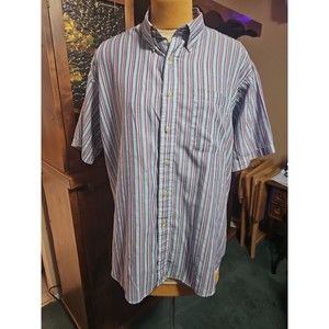 River Trader Blue Stripe Nor'Easter Button Down Short Sleeve Shirt Men's Size XL